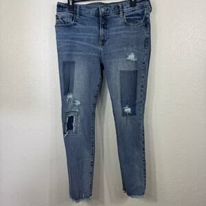 GAP Denim Jeans size 10 casual patchwork true skinny Distressed Ankle Jeans